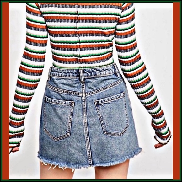 FREE PEOPLE ZIP UP BOHO DENIM SKIRT Sz 27 - Picture 7 of 13